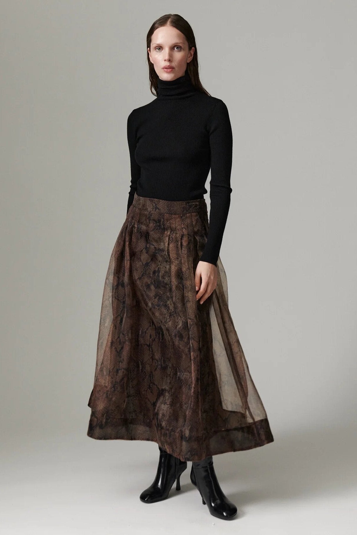 Chai Organza nederdel - Brown Snakey